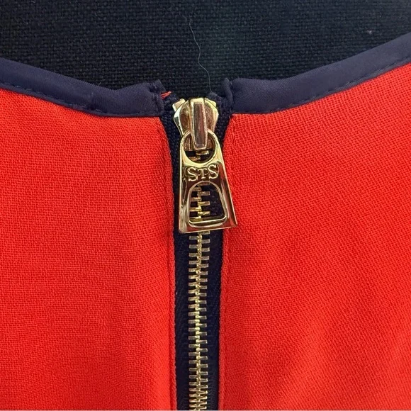 Sail to Sable Red/Navy V-Neck Ruffle Dress Women’s Size 6 - Picture 5 of 13